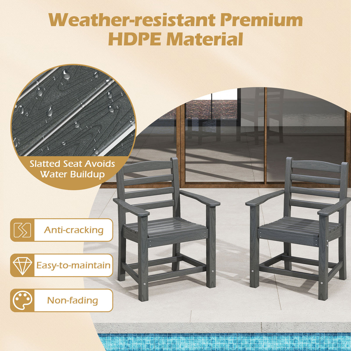 Outdoor Dining Set 6-Piece with Table, 5 Chairs & Bench, Gray