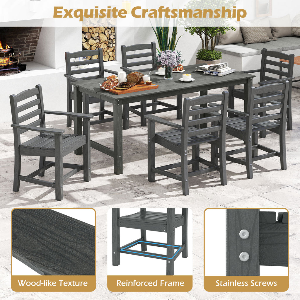 Outdoor Dining Set 6-Piece with Table, 5 Chairs & Bench, Gray