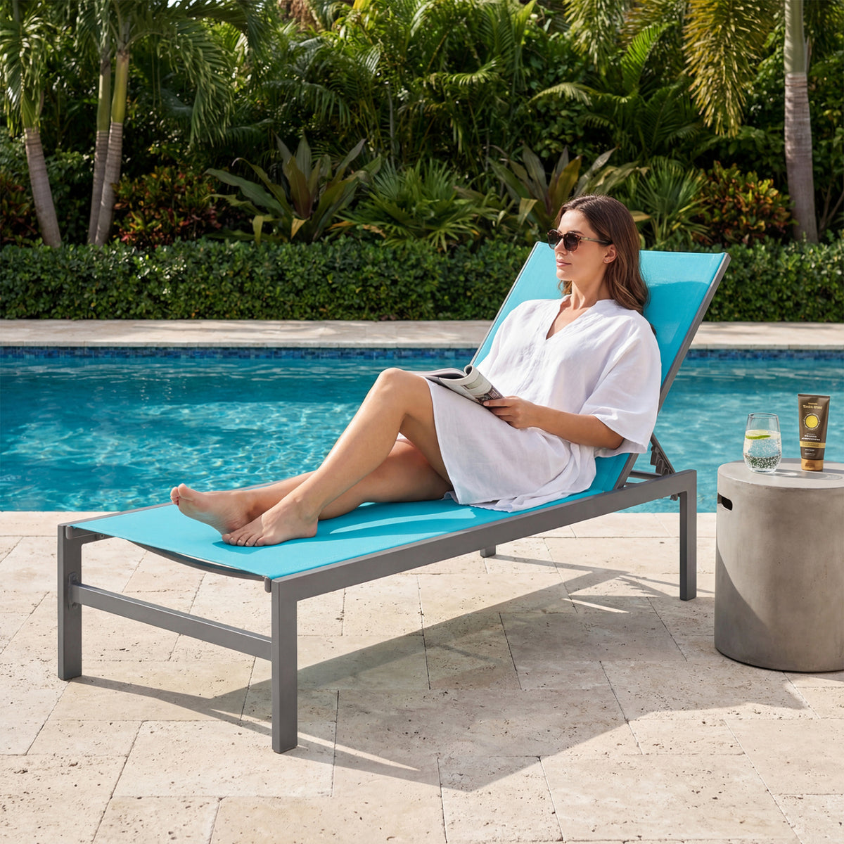 6-Position Chaise Lounge Chairs with Rustproof Aluminium Frame