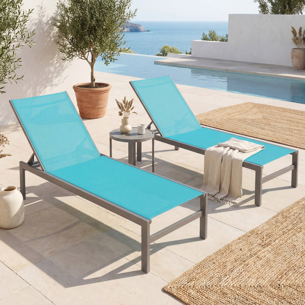 6-Position Chaise Lounge Chairs with Rustproof Aluminium Frame