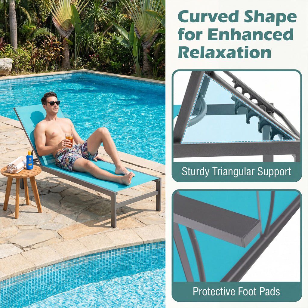 6-Position Chaise Lounge Chairs with Rustproof Aluminium Frame