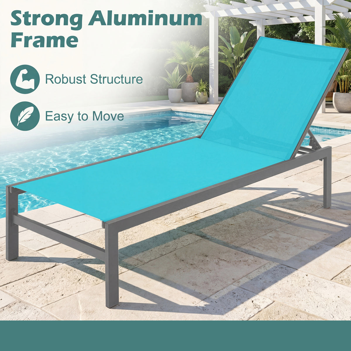 6-Position Chaise Lounge Chairs with Rustproof Aluminium Frame