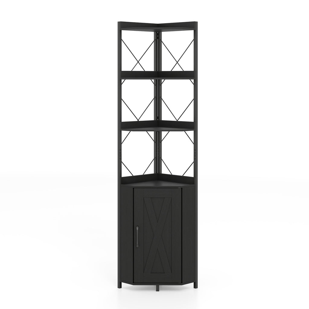 6-Tier 71" Tall Freestanding Bookshelf with Cabinet and Metal Frame