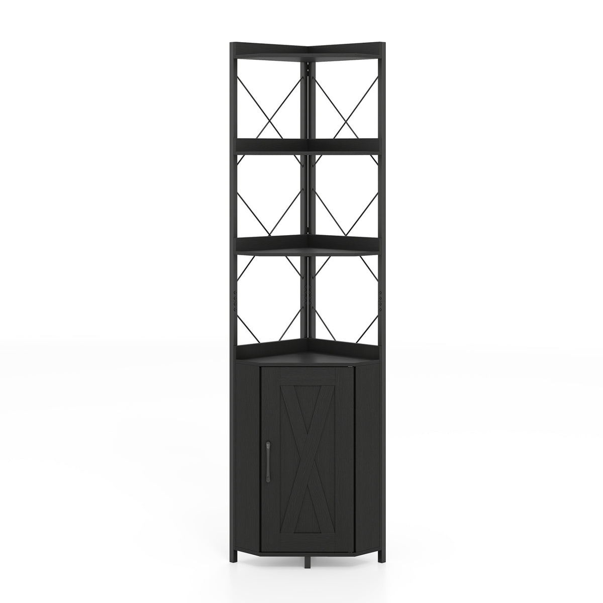 6-Tier 71" Tall Freestanding Bookshelf with Cabinet and Metal Frame