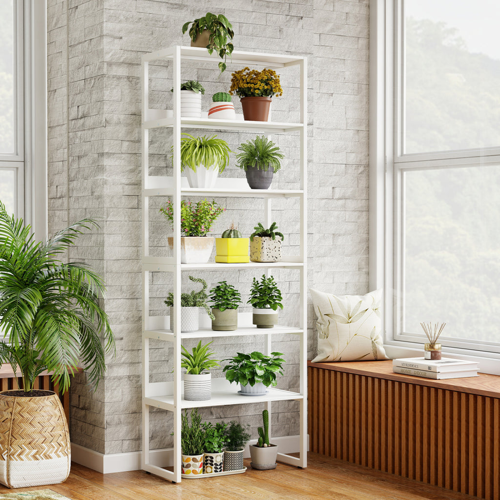 6-Tier Book Shelf with Metal Frame and 4 Anti-Tipping Kits Detachable
