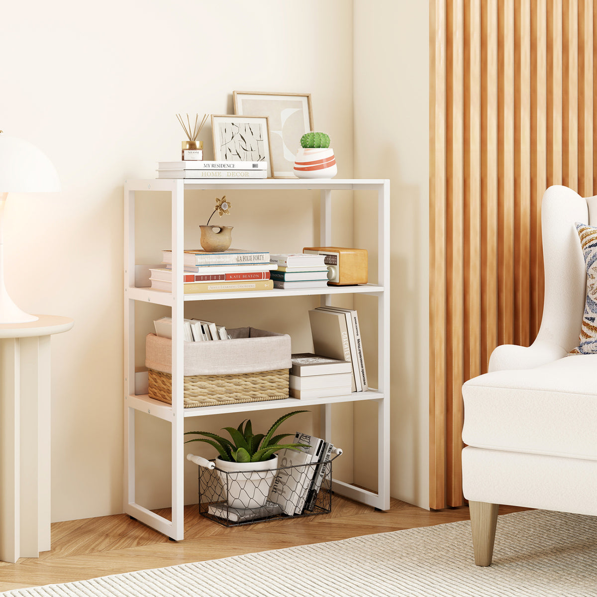 6-Tier Book Shelf with Metal Frame and 4 Anti-Tipping Kits Detachable