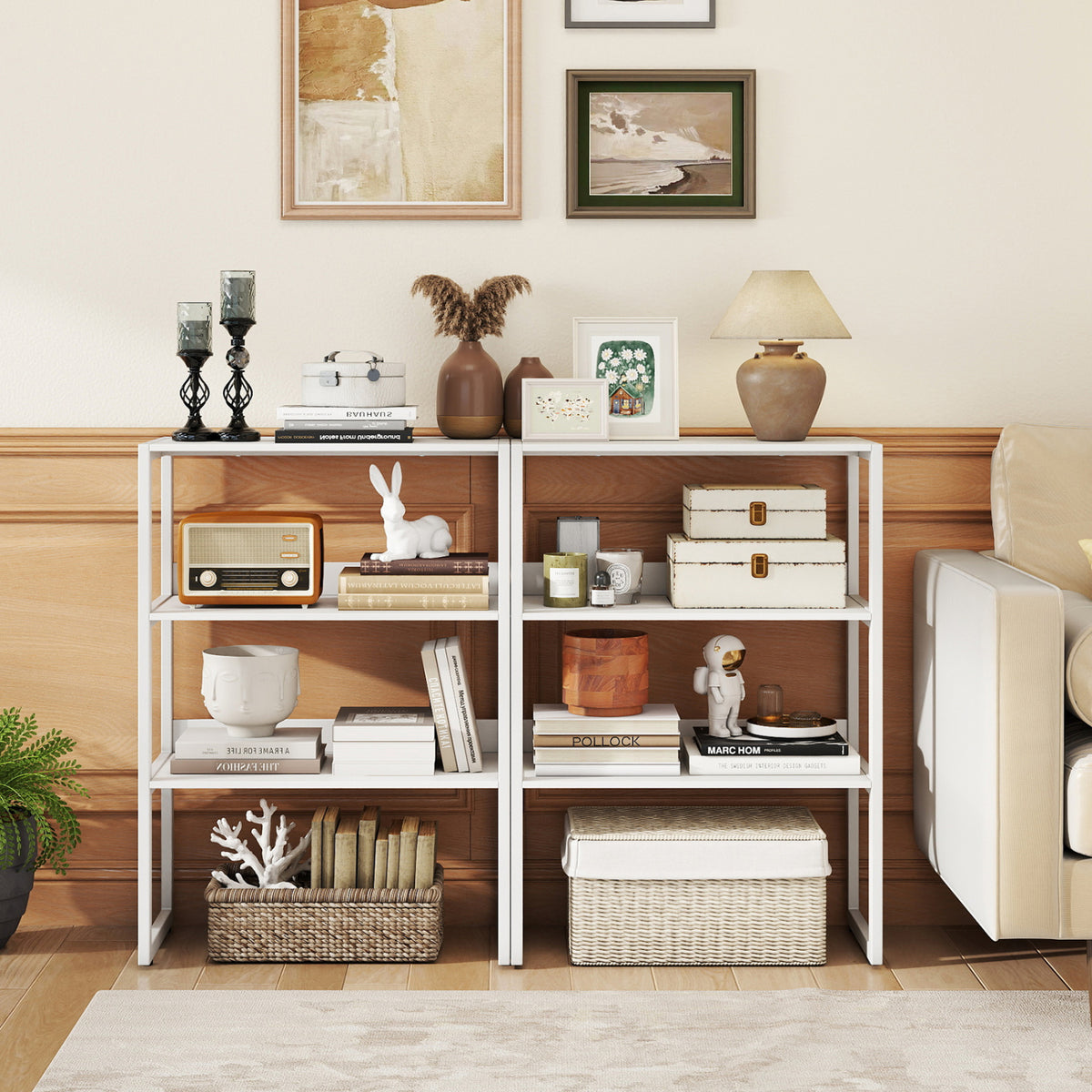 6-Tier Book Shelf with Metal Frame and 4 Anti-Tipping Kits Detachable