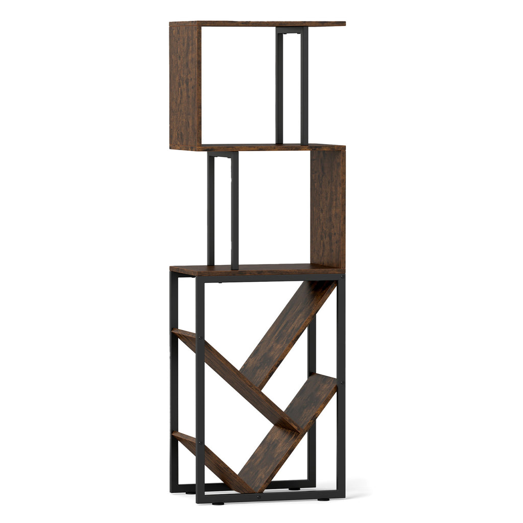 6-Tier S-Shaped Bookshelf Floor Standing - Brown