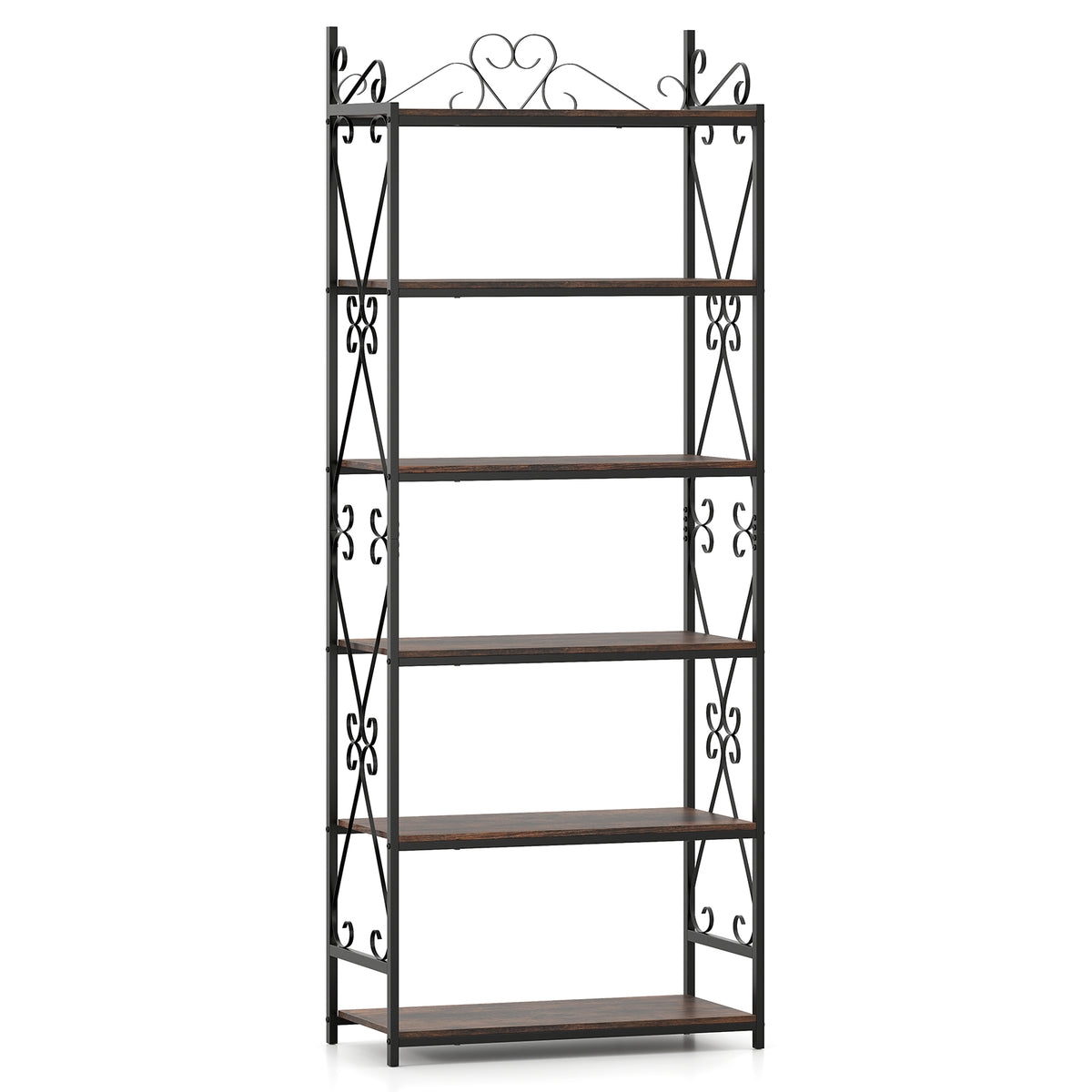 6-Tier Bookshelf Industrial Bookcase with 2 Anti-Tipping Kits and