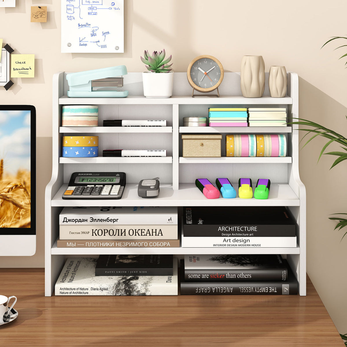 6-Tier Storage Rack with Removable Shelves - White
