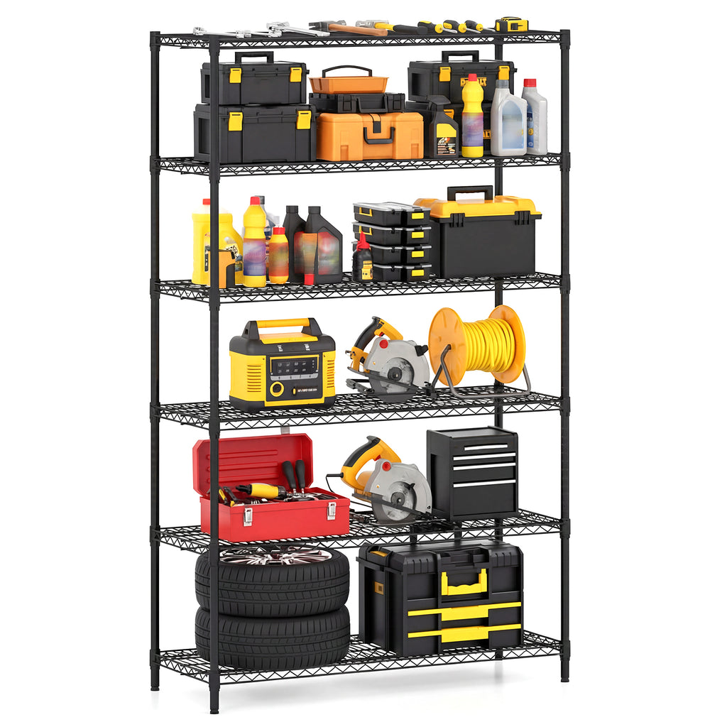 6-Tier Metal Storage Shelving Unit with V-Shaped Wire Rack for Home