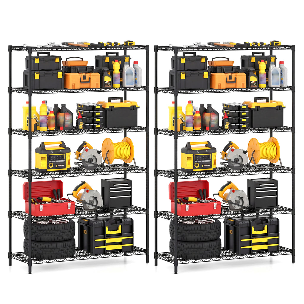 6-Tier Metal Storage Shelving Unit Set of 2 Adjustable Utility Shelf
