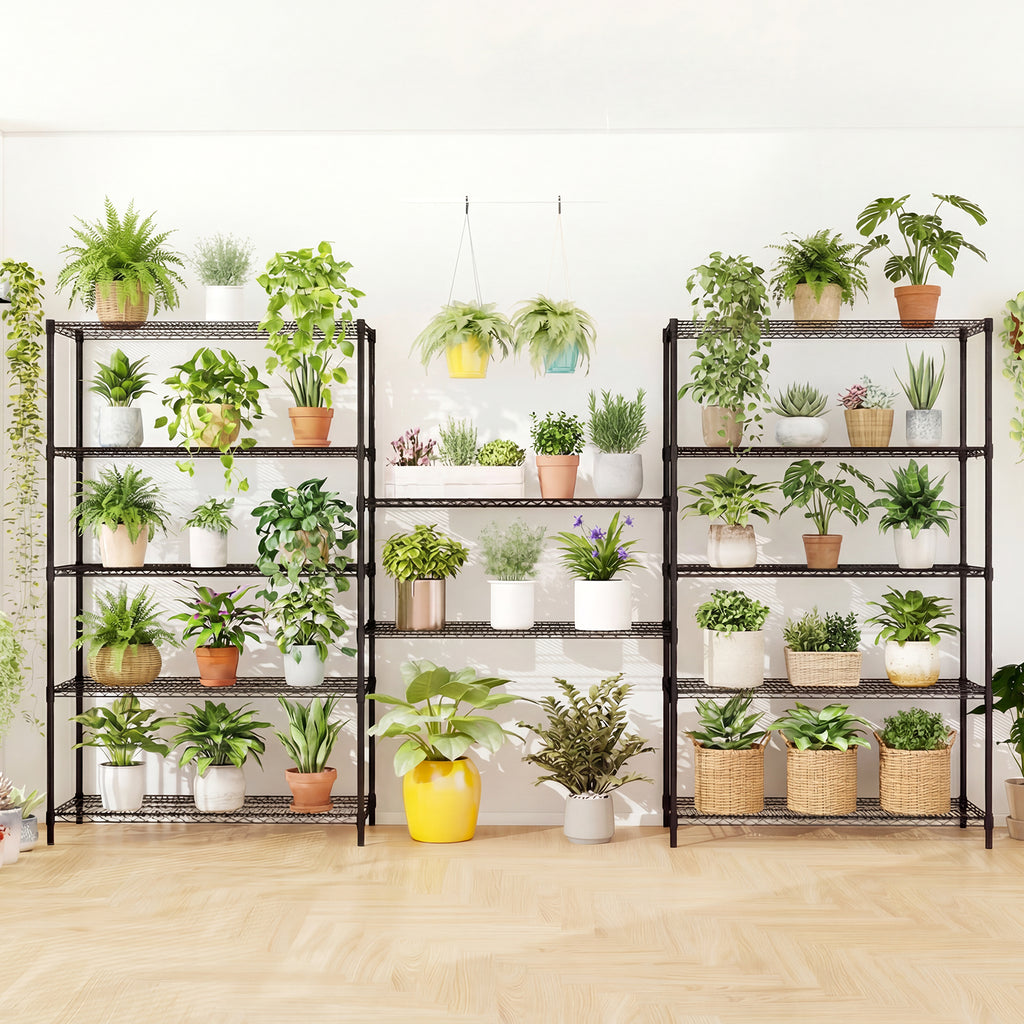 6-Tier Metal Storage Shelving Unit Set of 2 Adjustable Utility Shelf
