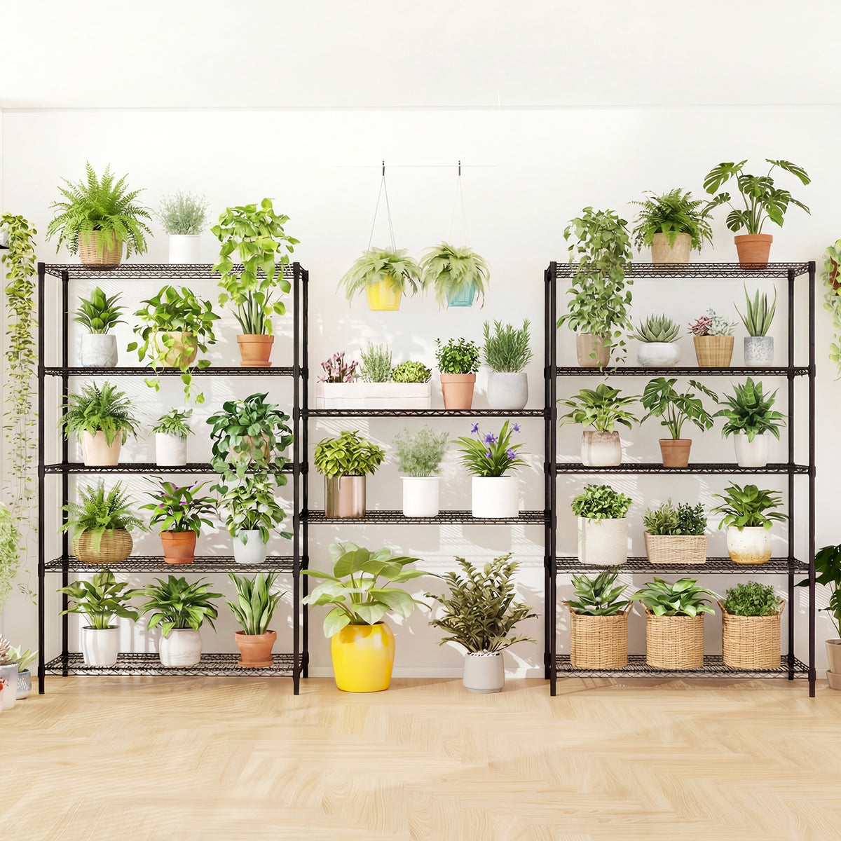 6-Tier Metal Storage Shelving Unit Set of 2 Adjustable Utility Shelf