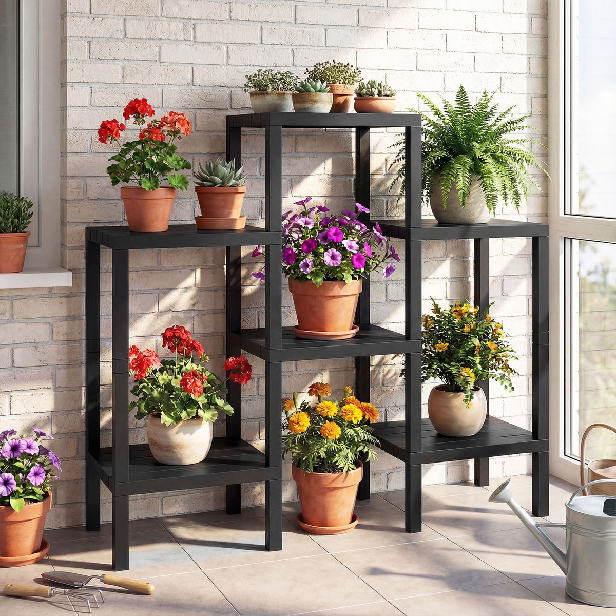 6-Tier Plastic Storage Shelves - Black