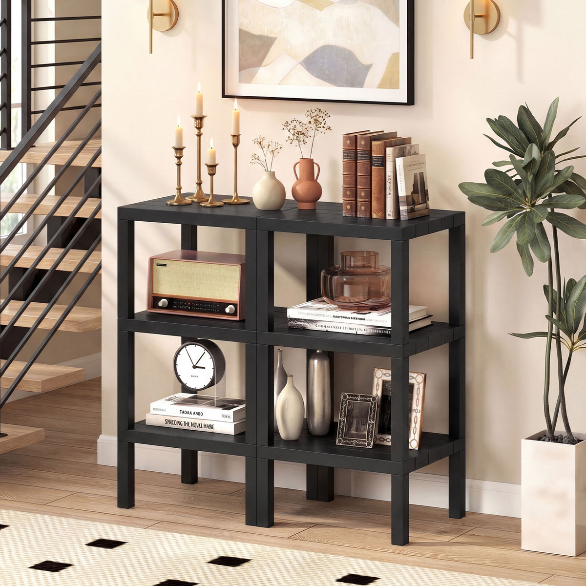 6-Tier Plastic Storage Shelves - Black