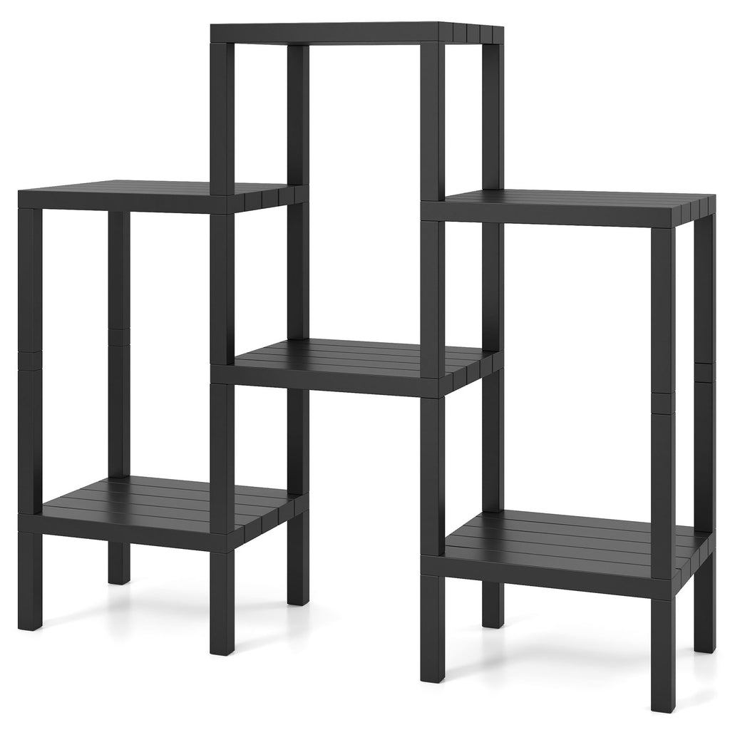 6-Tier Plastic Storage Shelves - Black