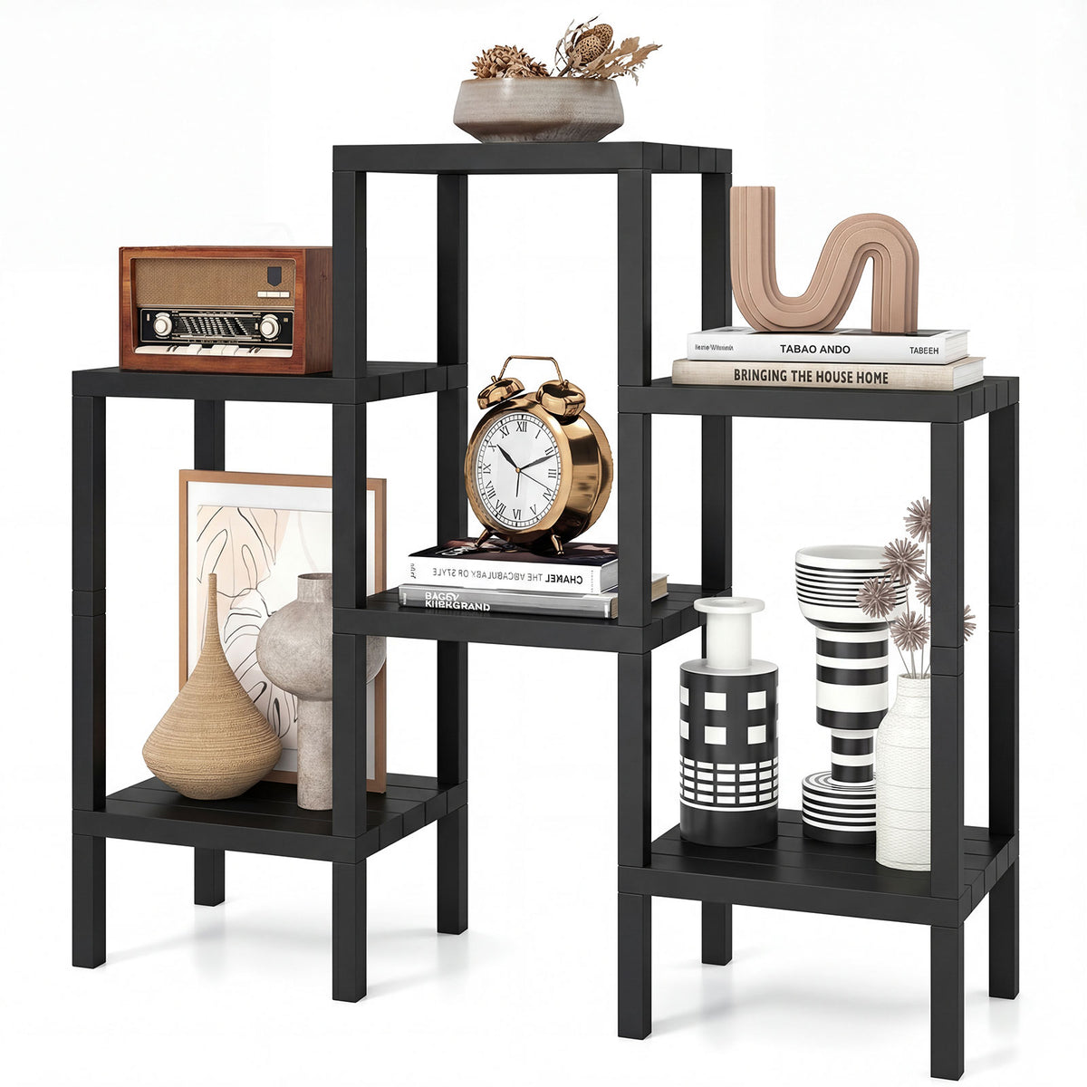 6-Tier Plastic Storage Shelves - Black