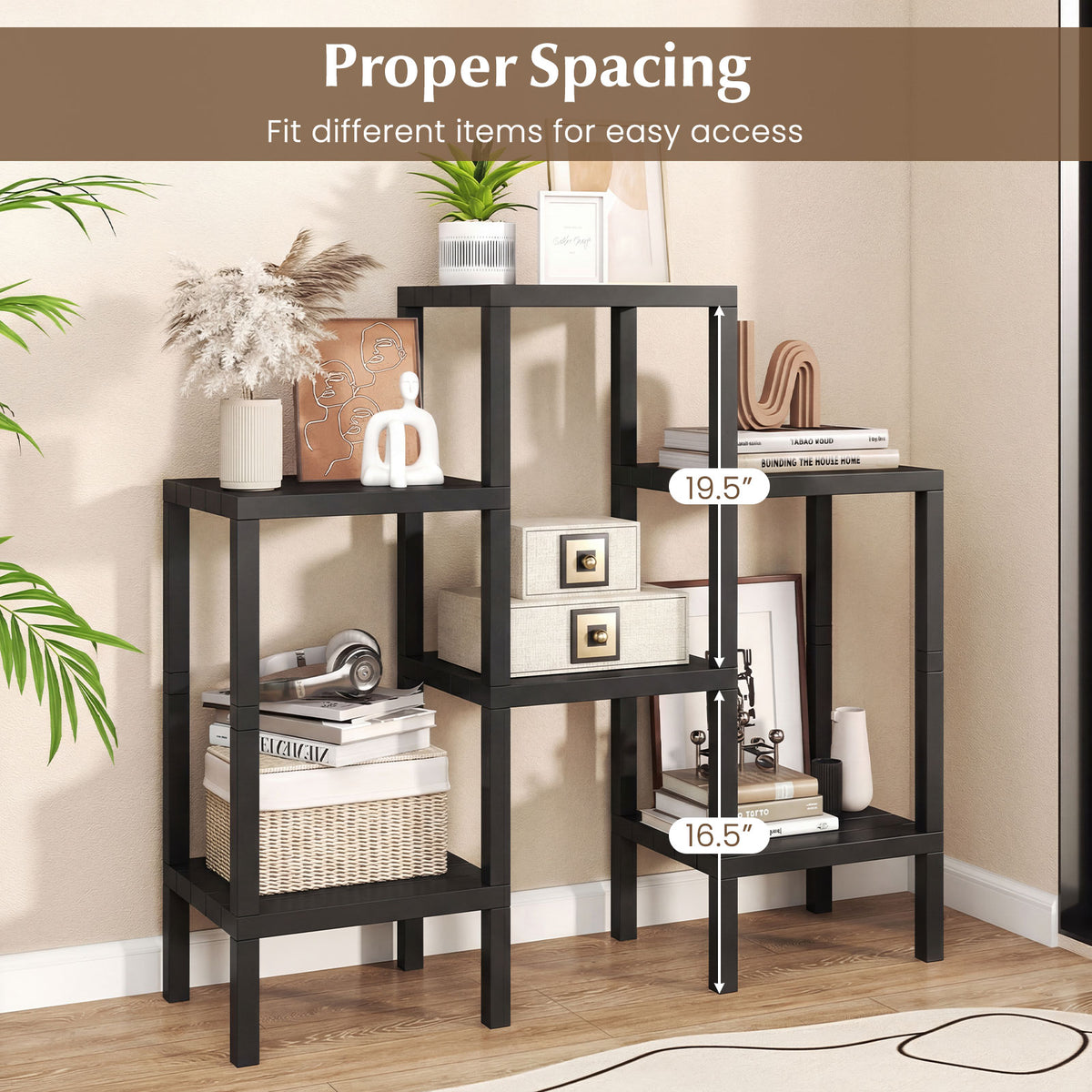 6-Tier Plastic Storage Shelves - Black