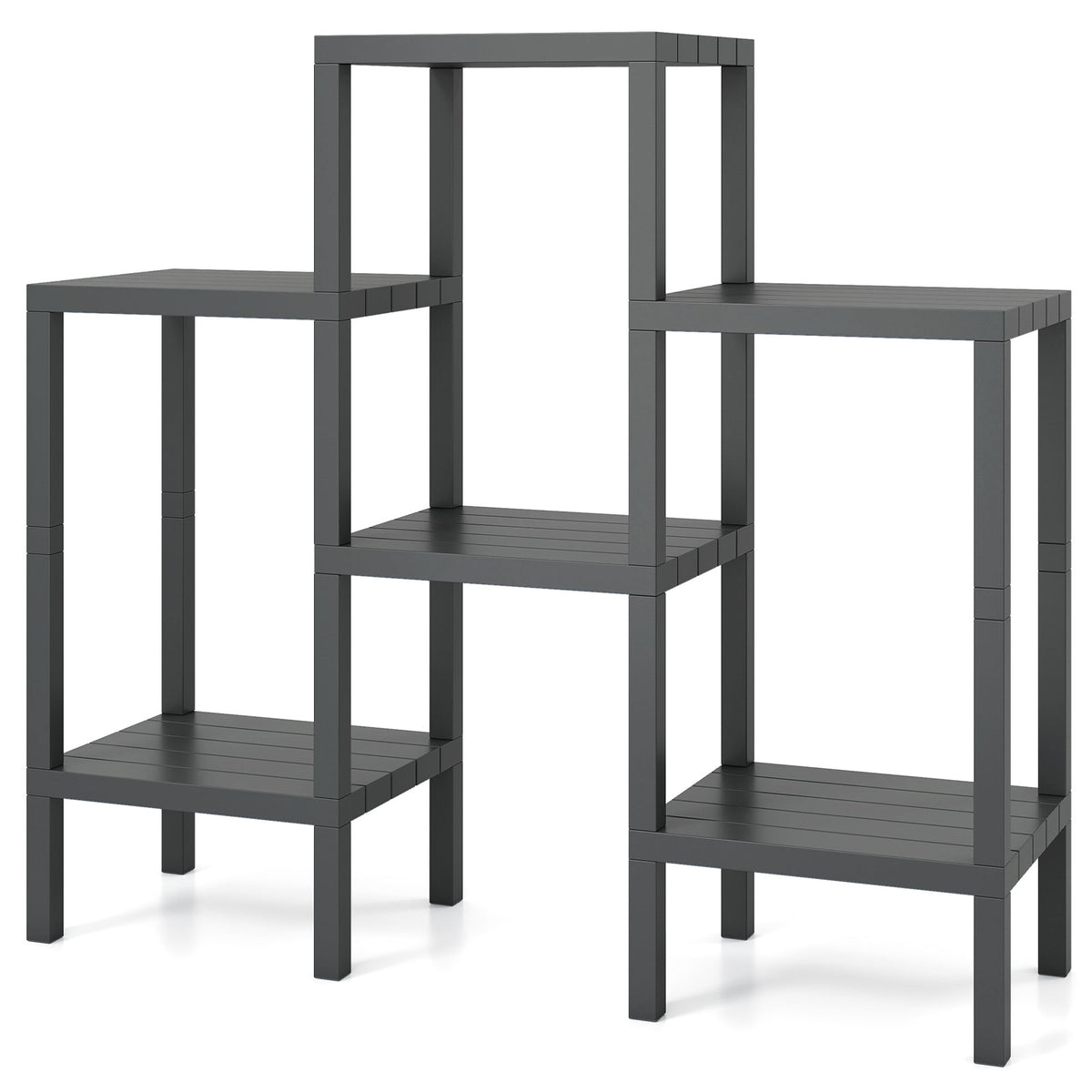 6-Tier Plastic Storage Shelves - Black