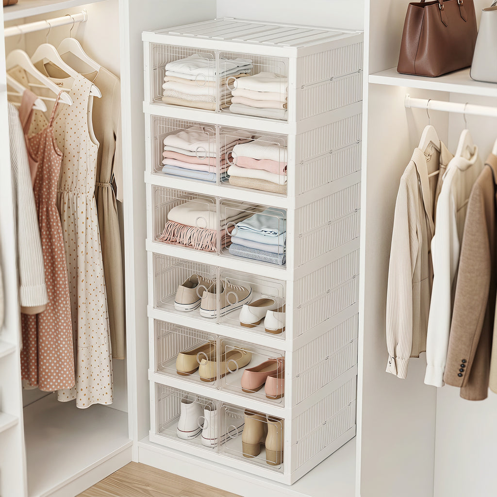 6-Tier Shoe Organizer with Clear Doors and Portable Design for 12