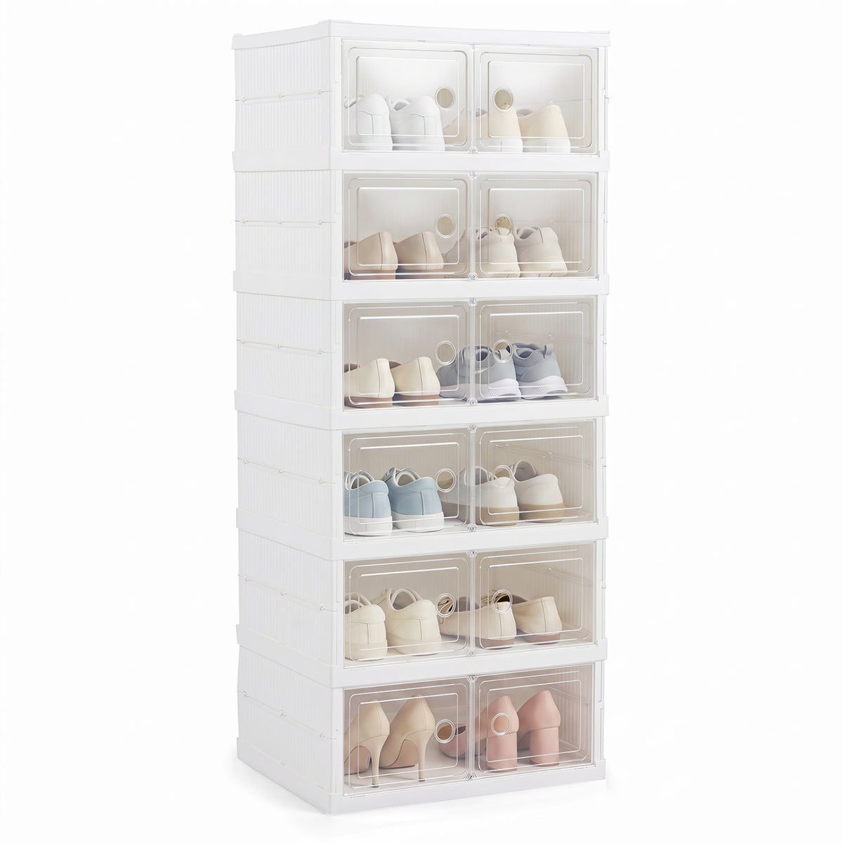 6-Tier Shoe Organizer with Clear Doors and Portable Design for 12