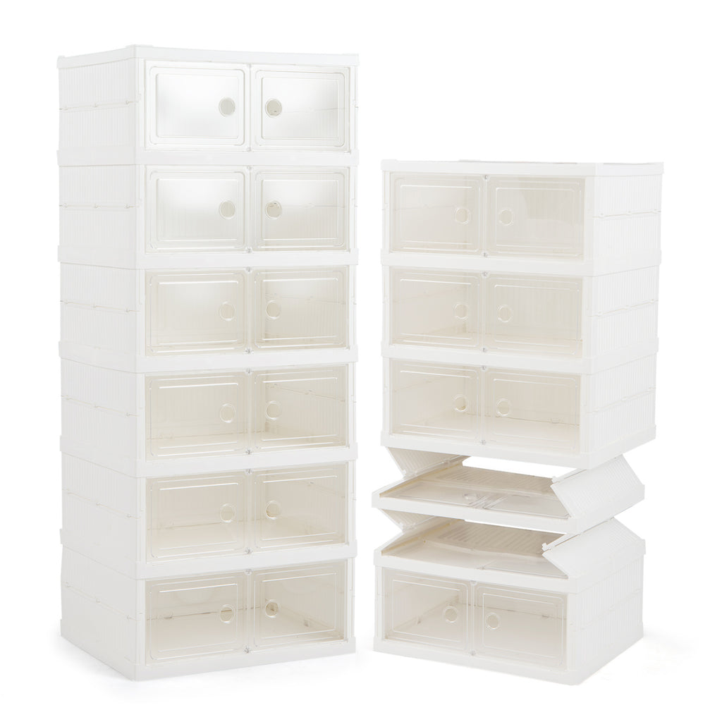 6-Tier Shoe Organizer with Clear Doors and Portable Design for 12