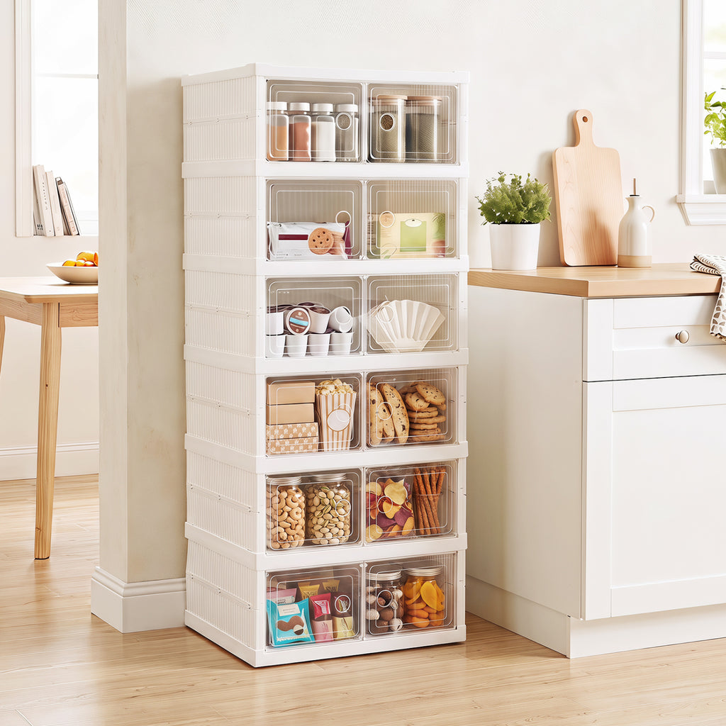 6-Tier Shoe Organizer with Clear Doors and Portable Design for 12