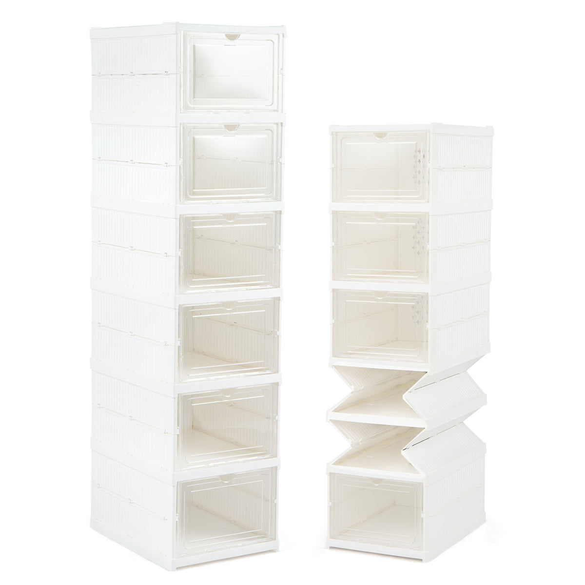 6-Tier Shoe Organizer with Clear Doors for 12 Pairs - White