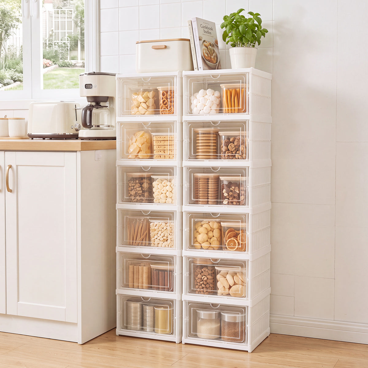 6-Tier Shoe Organizer with Clear Doors for 12 Pairs - White