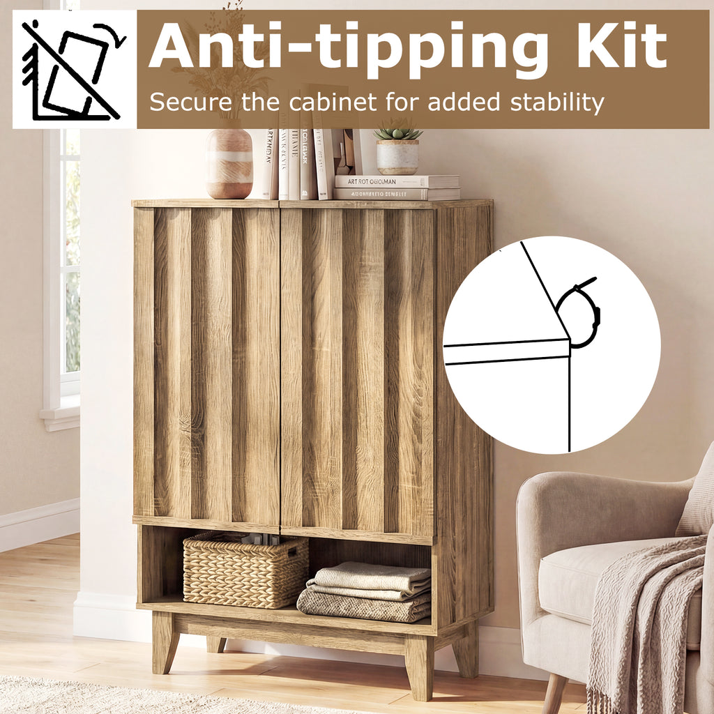 6-Tier Shoe Storage Organizer with 2 Fluted Doors