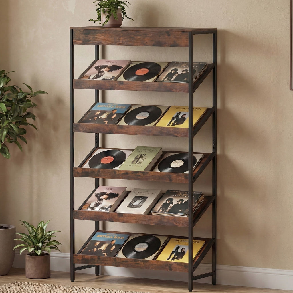 6-Tier Tall Freestanding Bookshelf with Angled Shelves for Home Office