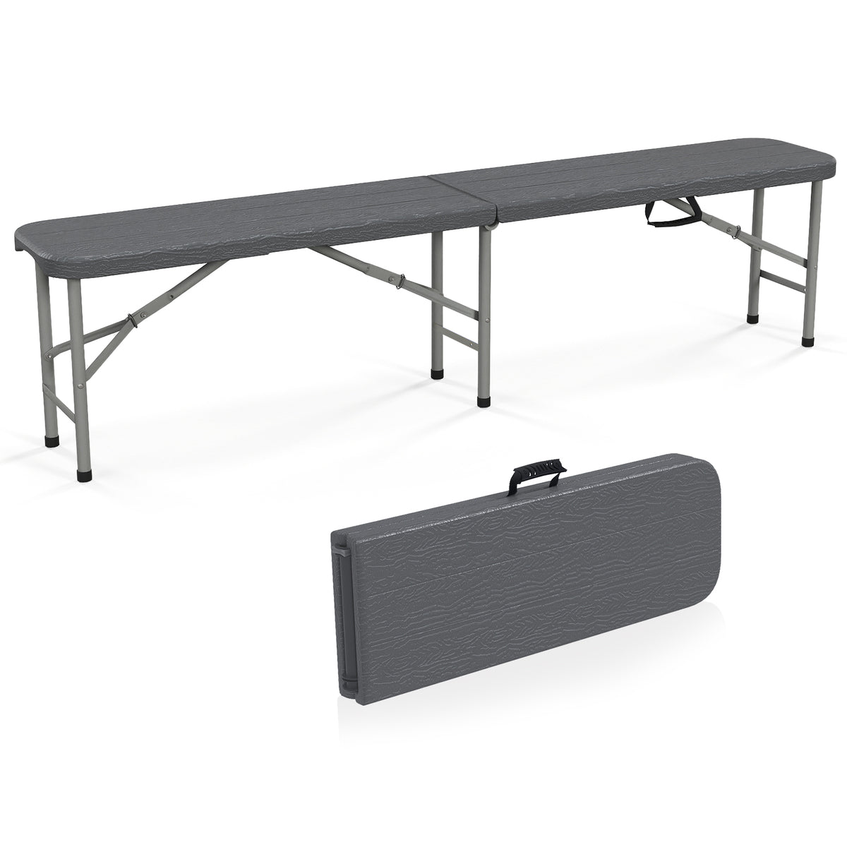 6 Feet Plastic Folding Bench with Handle - White