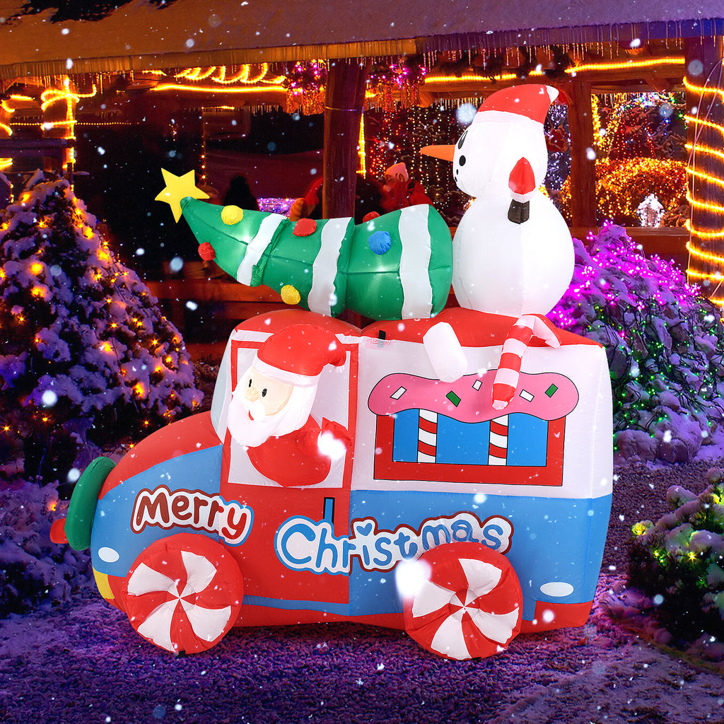 6 Ft Christmas Inflatable Santa on Car - Santa Claus Driving Car C Style with Lights