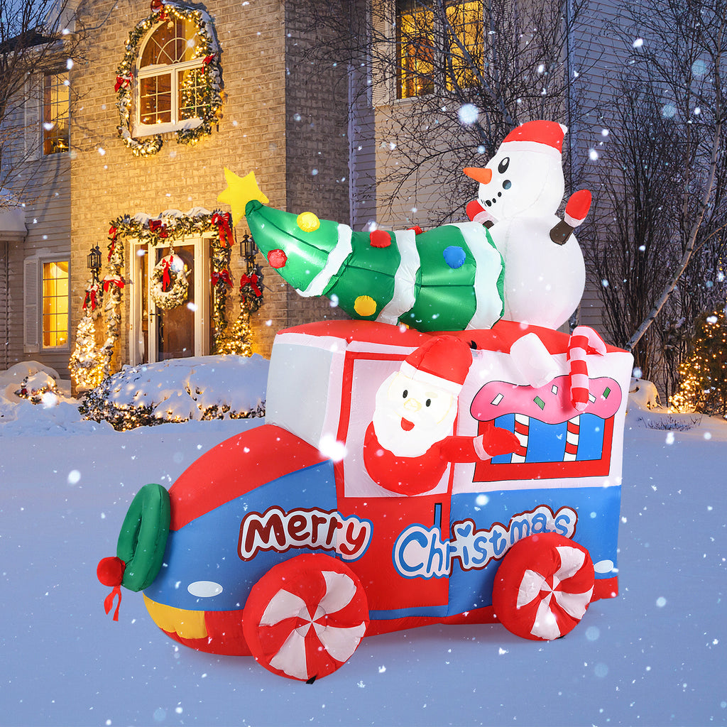 6 Ft Christmas Inflatable Santa on Car - Santa Claus Driving Car C Style with Lights