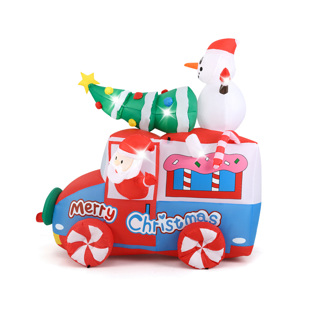6 Ft Christmas Inflatable Santa on Car - Santa Claus Driving Car C Style with Lights