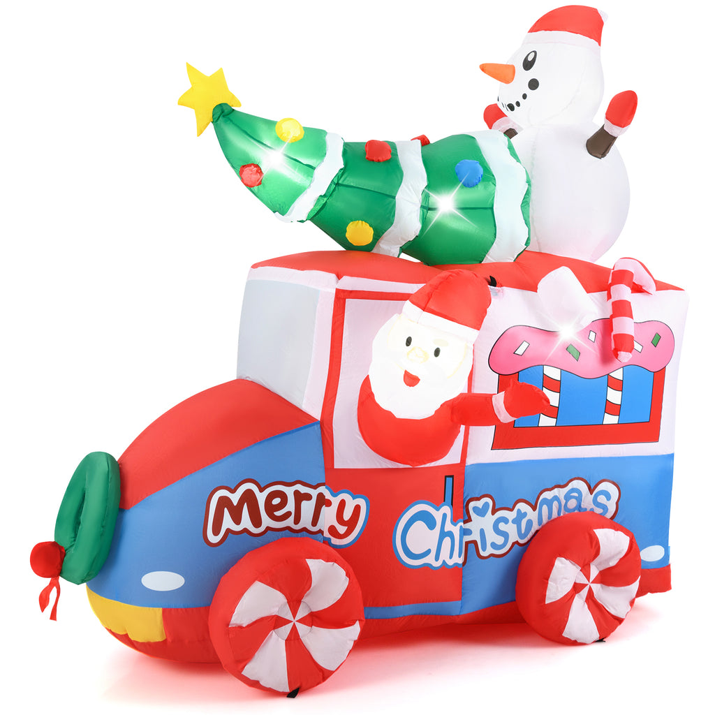 6 Ft Christmas Inflatable Santa on Car - Santa Claus Driving Car C Style with Lights