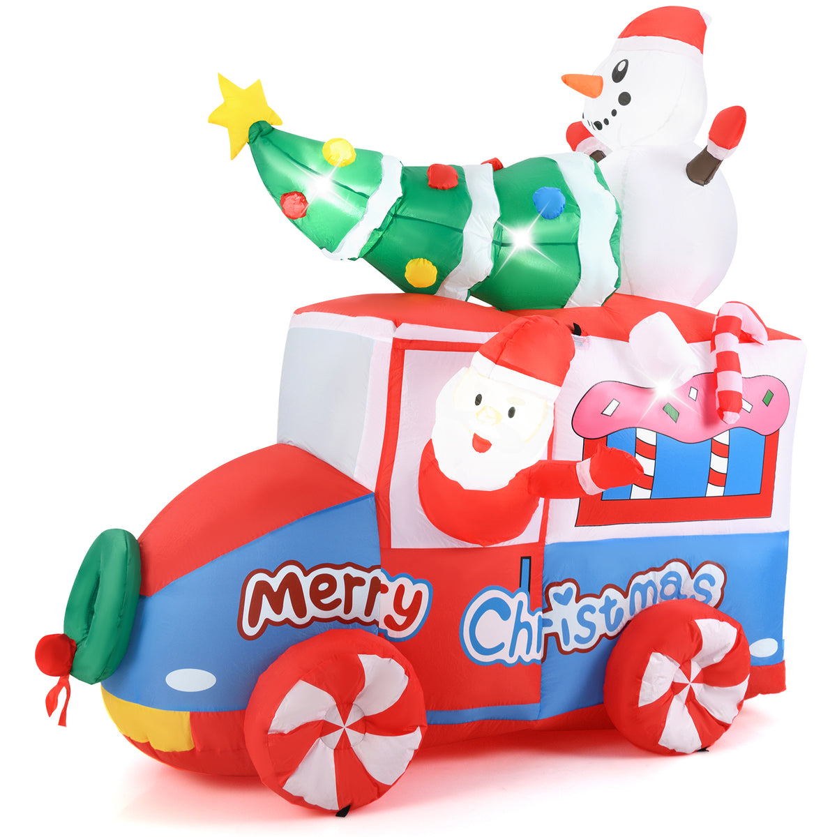 6 Ft Christmas Inflatable Santa on Car - Santa Claus Driving Car C Style with Lights