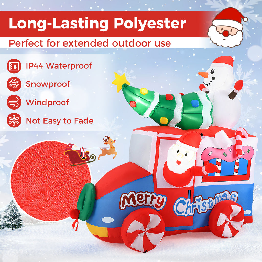 6 Ft Christmas Inflatable Santa on Car - Santa Claus Driving Car C Style with Lights
