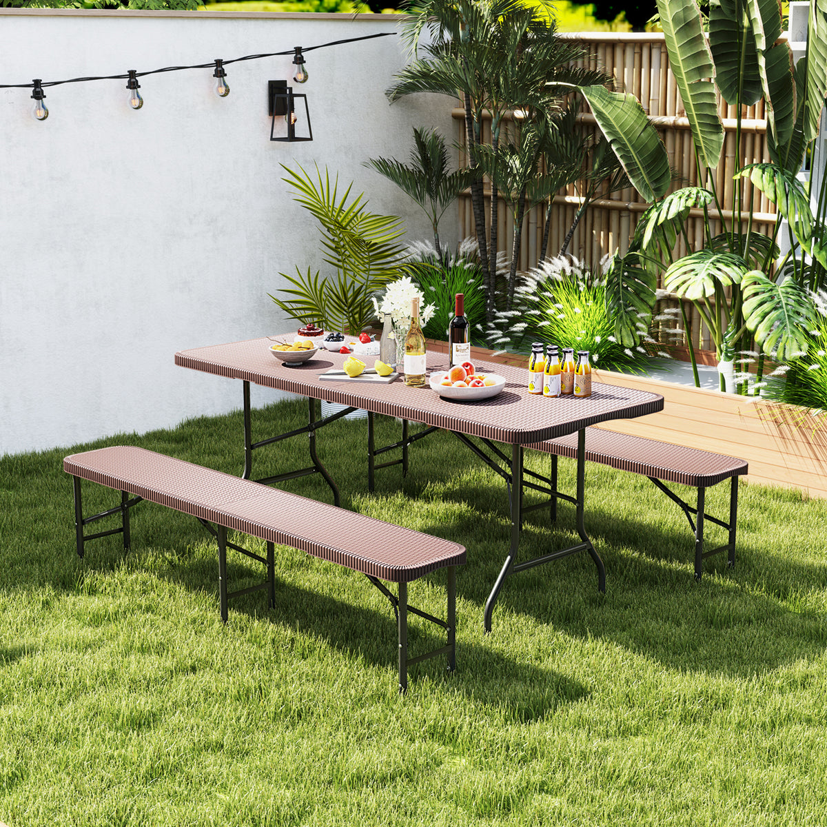 6 ft Plastic Folding Bench with 1320 LBS Capacity and Handle