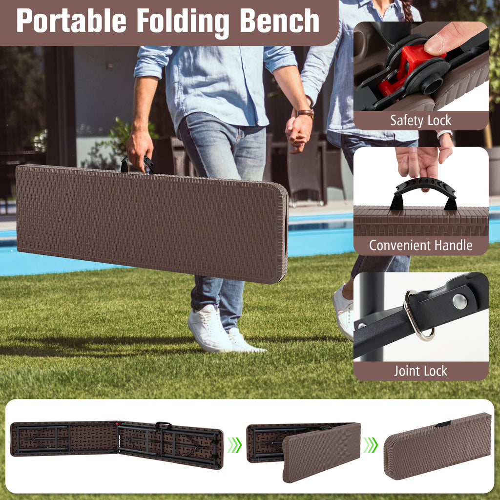 6 ft Plastic Folding Bench with 1320 LBS Capacity and Handle