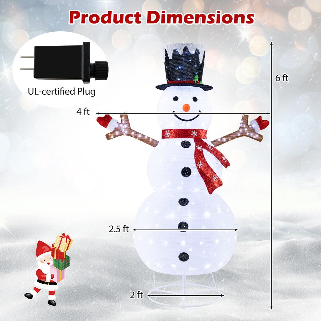 Pre-Lit Snowman Christmas Decoration with 180 Cold White LED Lights