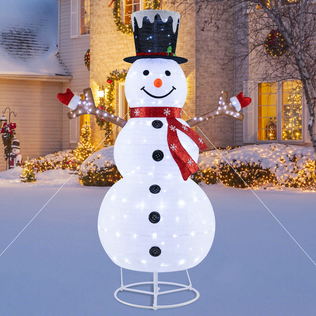 Pre-Lit Snowman Christmas Decoration with 180 Cold White LED Lights