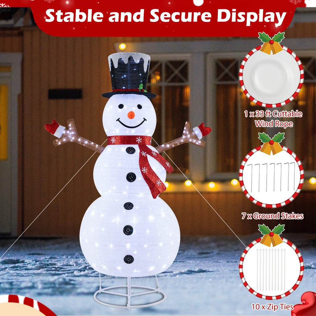 Pre-Lit Snowman Christmas Decoration with 180 Cold White LED Lights