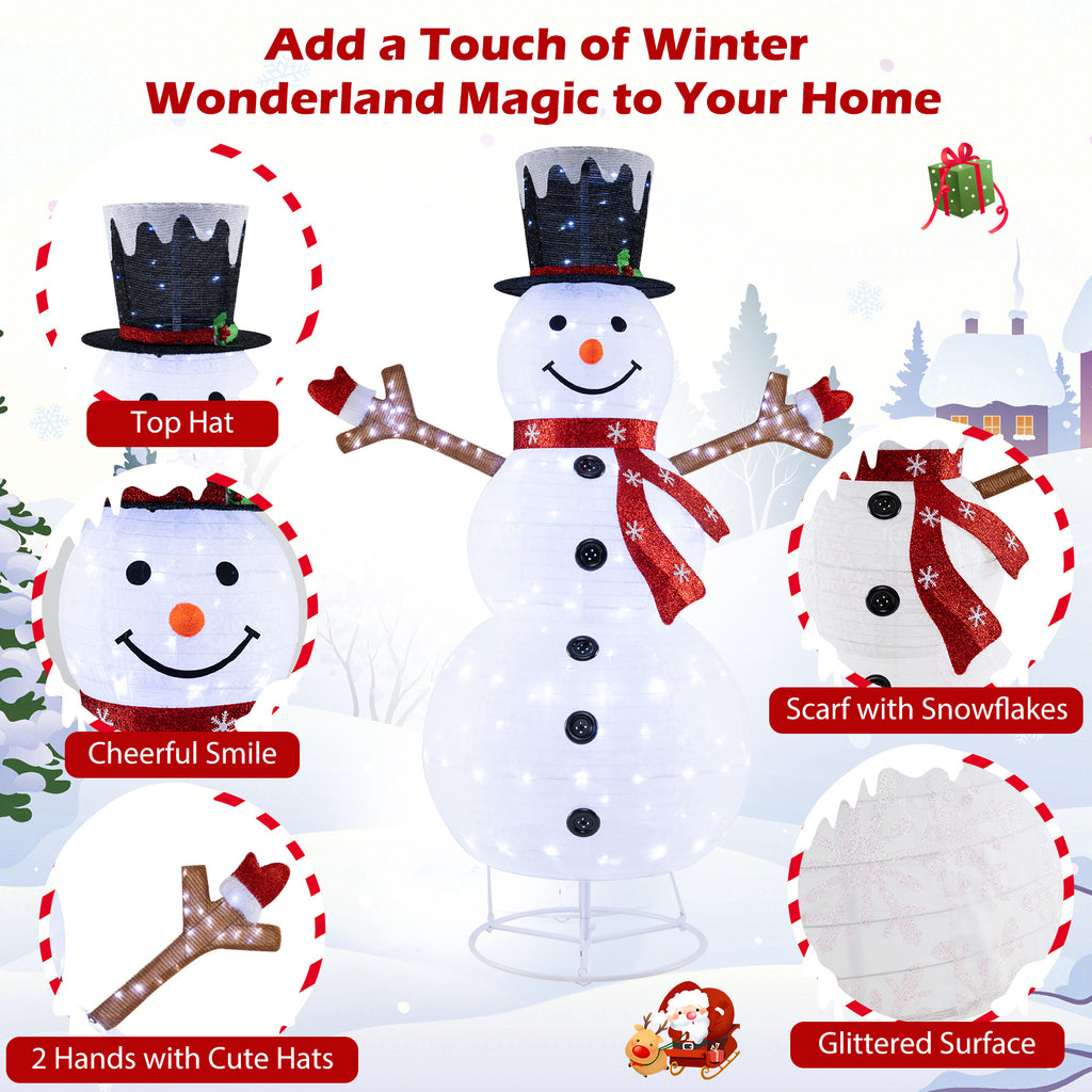 Pre-Lit Snowman Christmas Decoration with 180 Cold White LED Lights