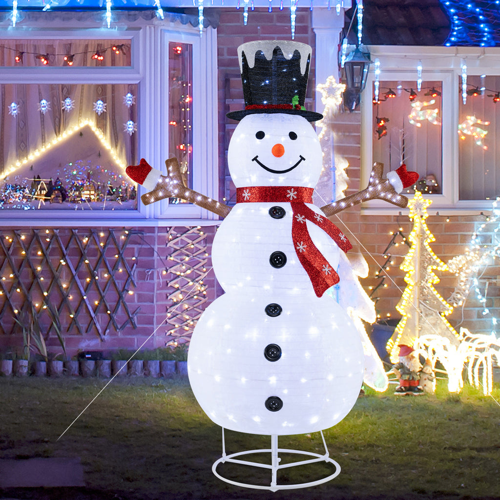 Pre-Lit Snowman Christmas Decoration with 180 Cold White LED Lights
