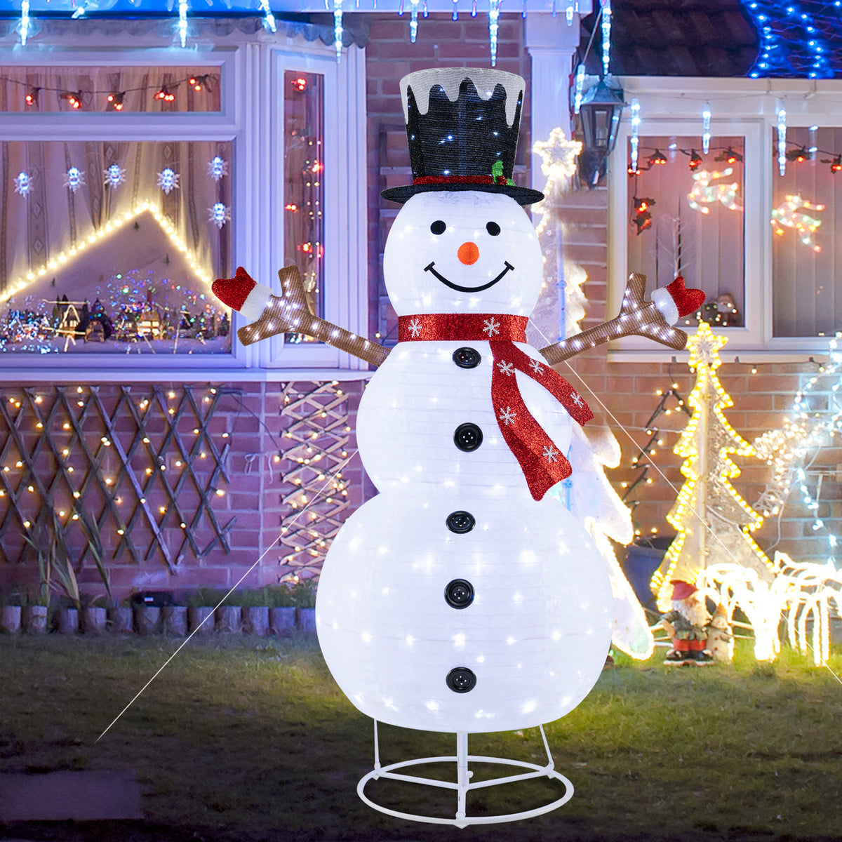 Pre-Lit Snowman Christmas Decoration with 180 Cold White LED Lights
