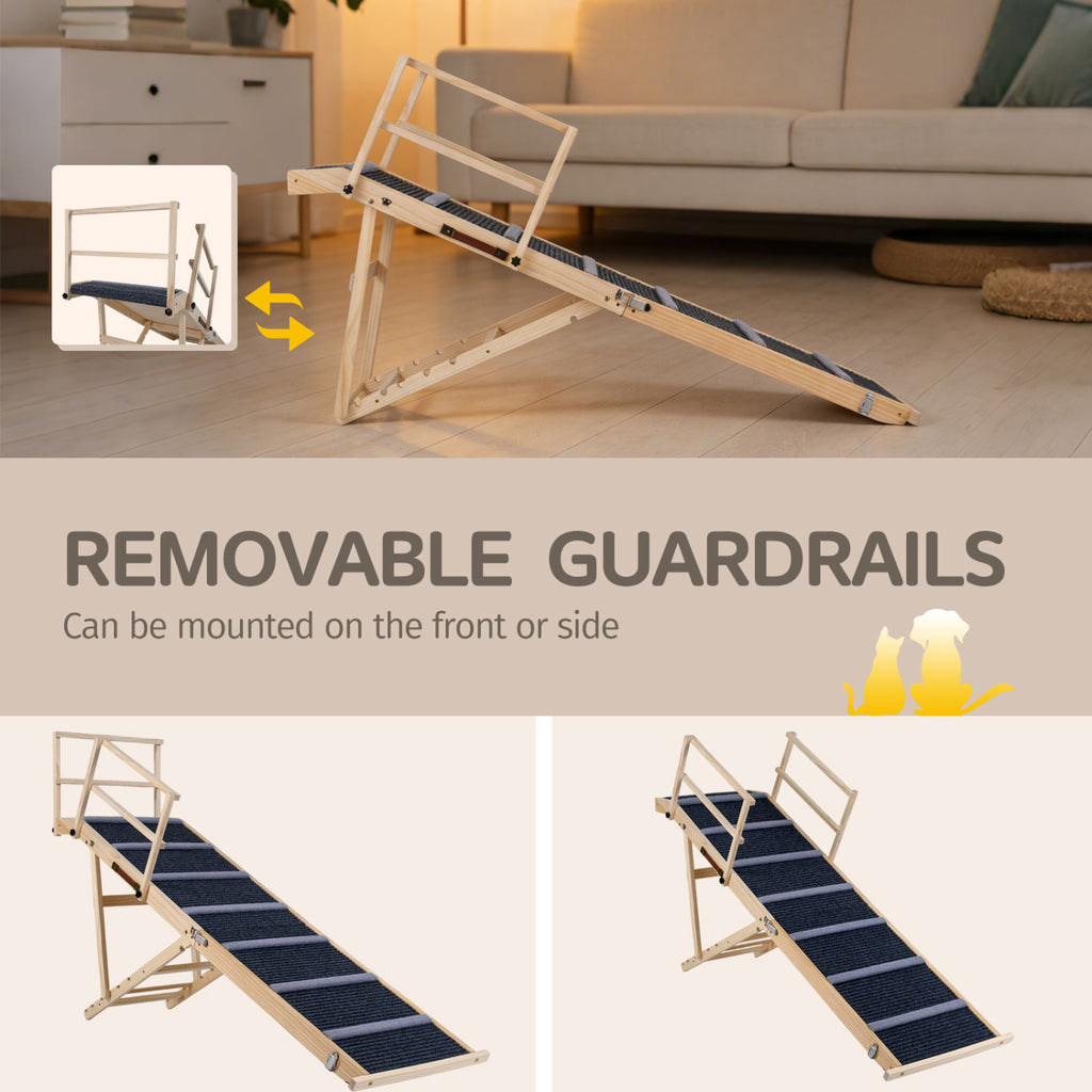 Foldable Dog Ramp - 6-Level Height Adjustable for High Beds & Couches - Dark Gray