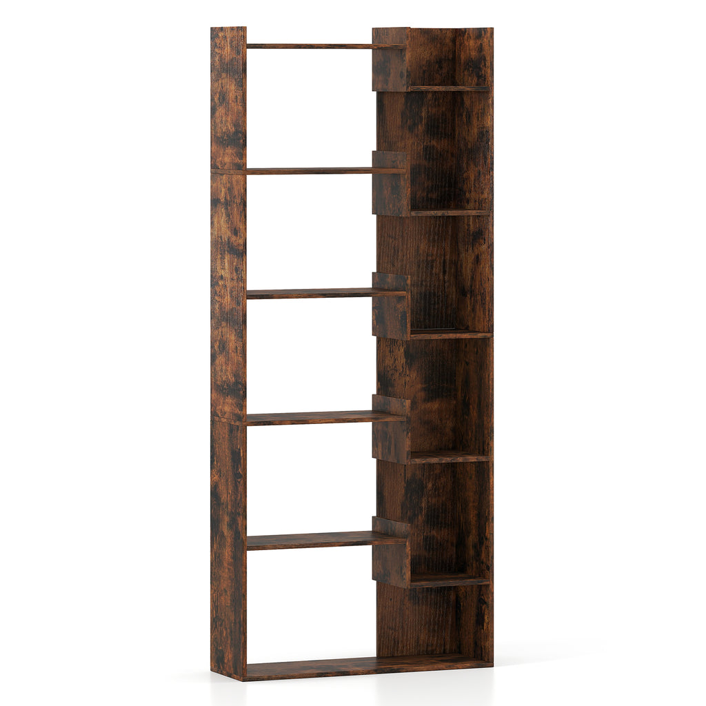 6-Tier Wooden Bookshelf with Anti-Tipping Kit - Rustic Brown