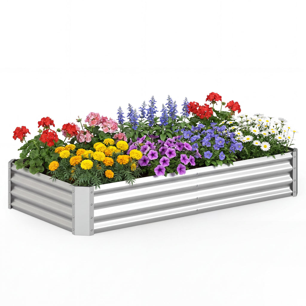 4 x 2 FT Galvanized Raised Garden Bed Rectangular Metal Planter Box
